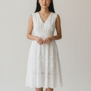 Vtg Signature Cotton Eyelet Embroidery Elastic Waist Tiered Cottagecore …